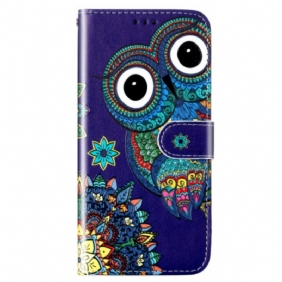 Leren Hoesje voor Samsung Galaxy S23 5G Met Ketting String Uil