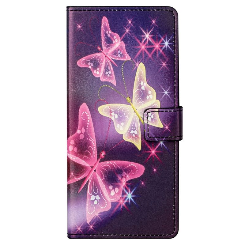 Leren Hoesje voor Samsung Galaxy S23 5G Mooie Vlinders