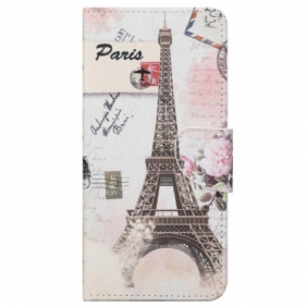 Leren Hoesje voor Samsung Galaxy S23 5G Vintage Eiffeltoren