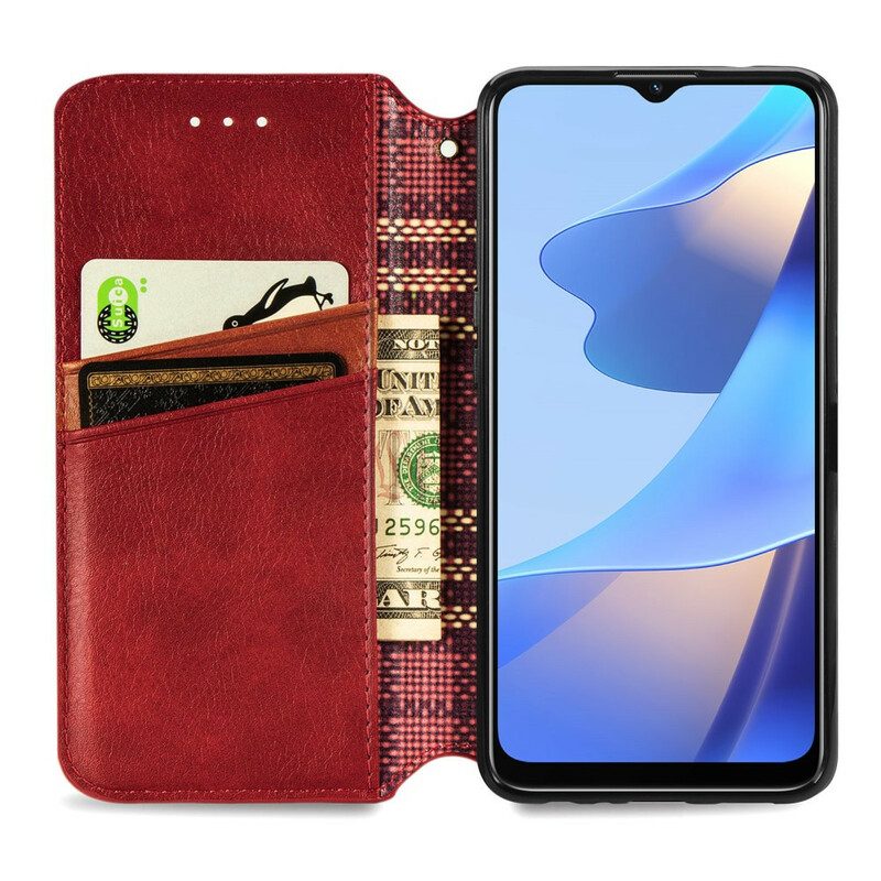 Bescherming Hoesje voor Oppo A16 / A16s Folio-hoesje Leereffect Diamanttextuur