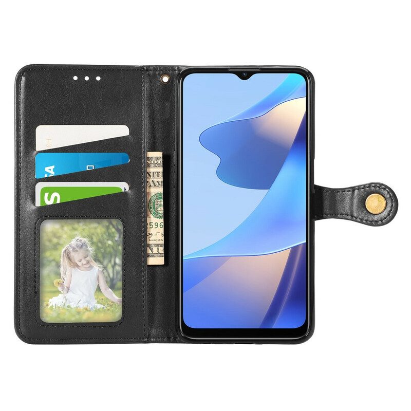 Flip Case voor Oppo A16 / A16s Kunstleer En Vintage Sluiting