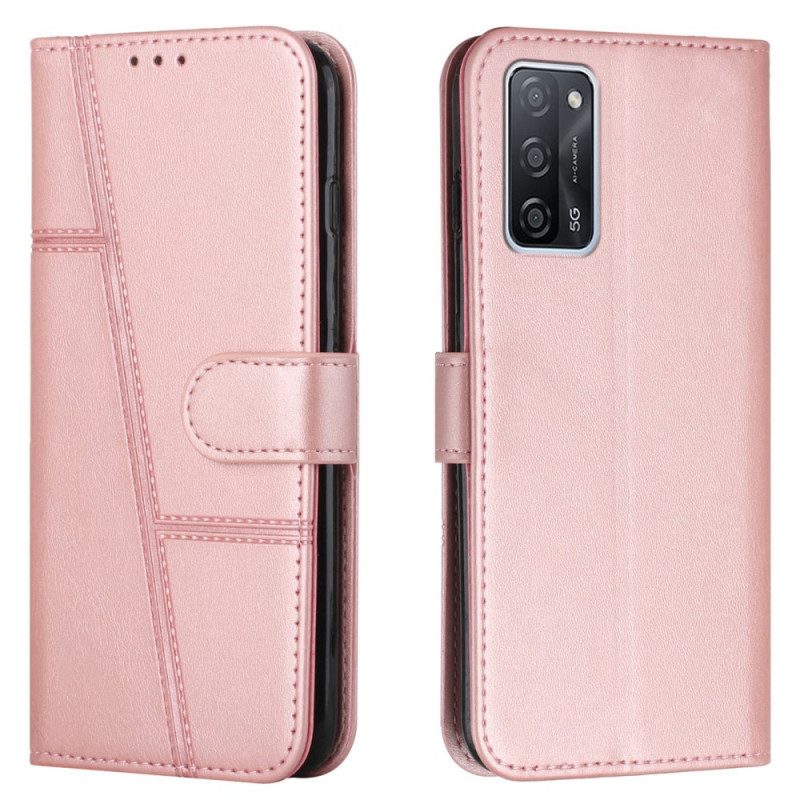 Flip Case voor Oppo A16 / A16s Met Ketting Geo-leereffect Met Bandjes