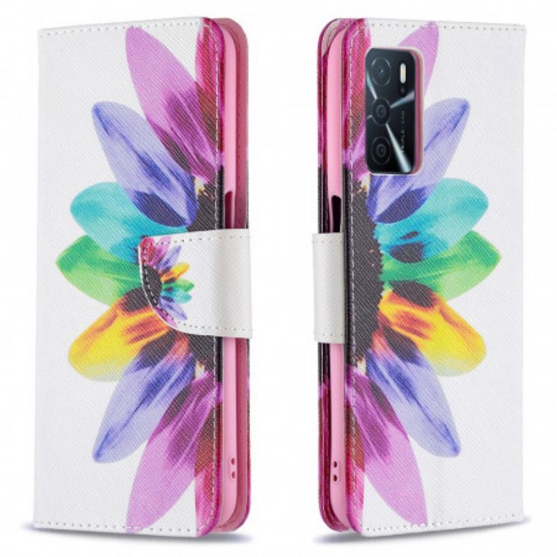 Flip Case voor Oppo A16 / A16s Waterverf Bloem