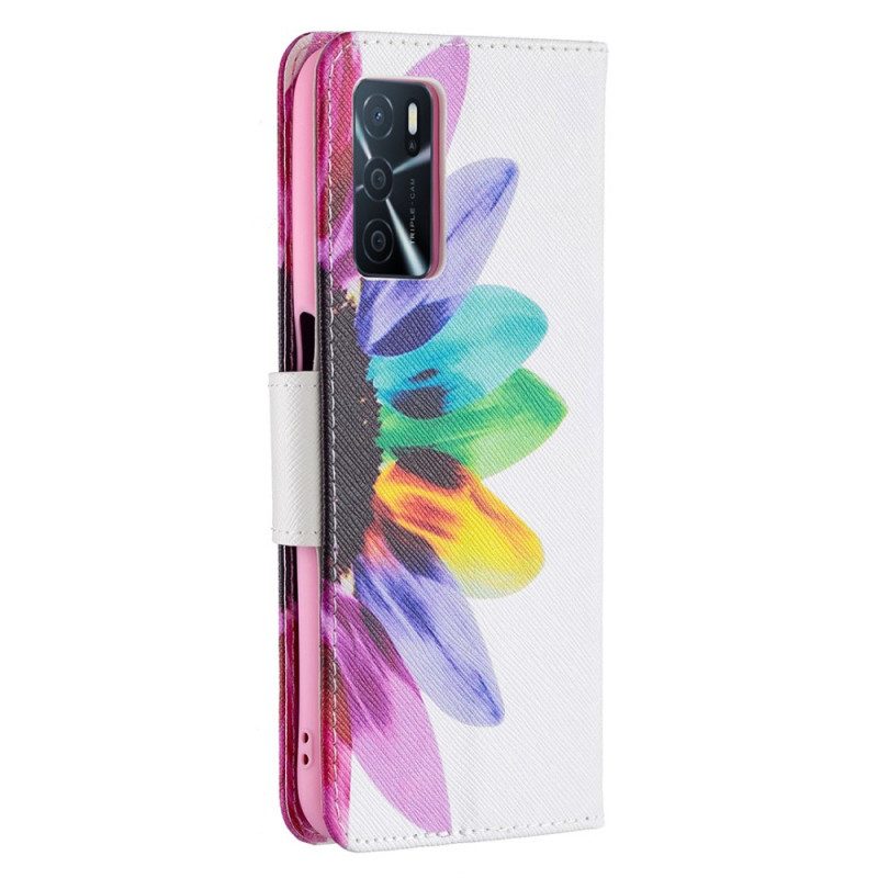 Flip Case voor Oppo A16 / A16s Waterverf Bloem