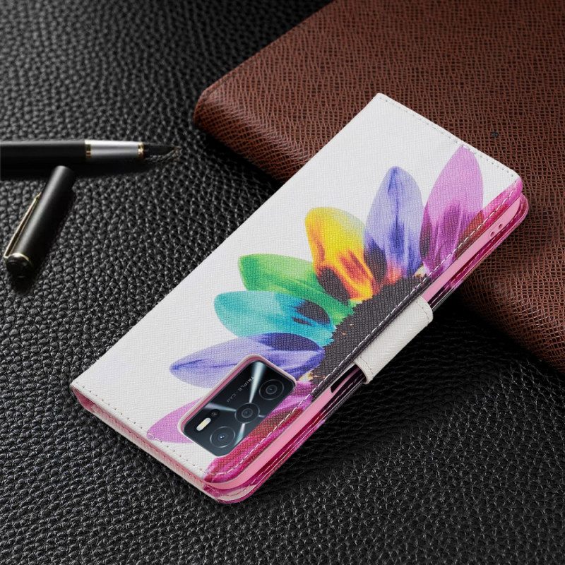 Flip Case voor Oppo A16 / A16s Waterverf Bloem