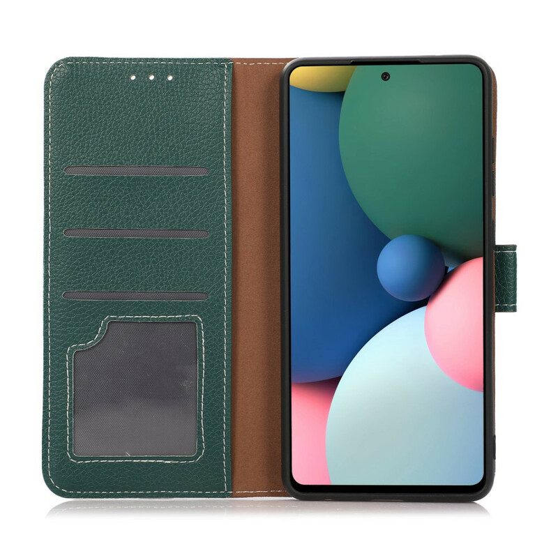 Folio-hoesje voor Oppo A16 / A16s Litchi-naden Met Leereffect