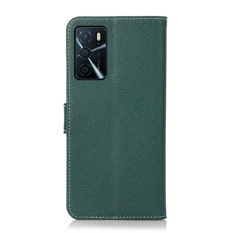 Folio-hoesje voor Oppo A16 / A16s Litchi-naden Met Leereffect