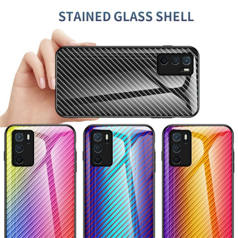 Hoesje voor Oppo A16 / A16s Koolstofvezel Gehard Glas