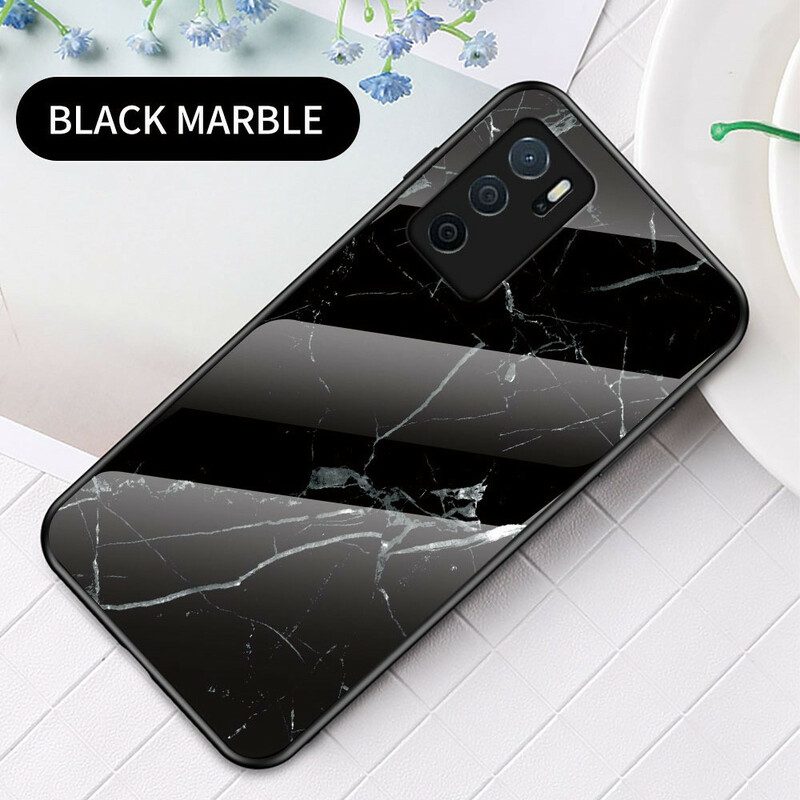 Hoesje voor Oppo A16 / A16s Marmeren Kleuren Gehard Glas