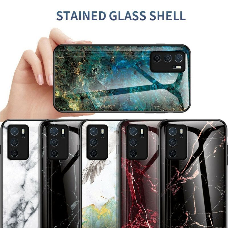 Hoesje voor Oppo A16 / A16s Marmeren Kleuren Gehard Glas