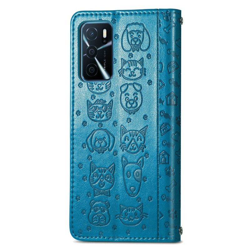 Leren Hoesje voor Oppo A16 / A16s Geanimeerde Dieren