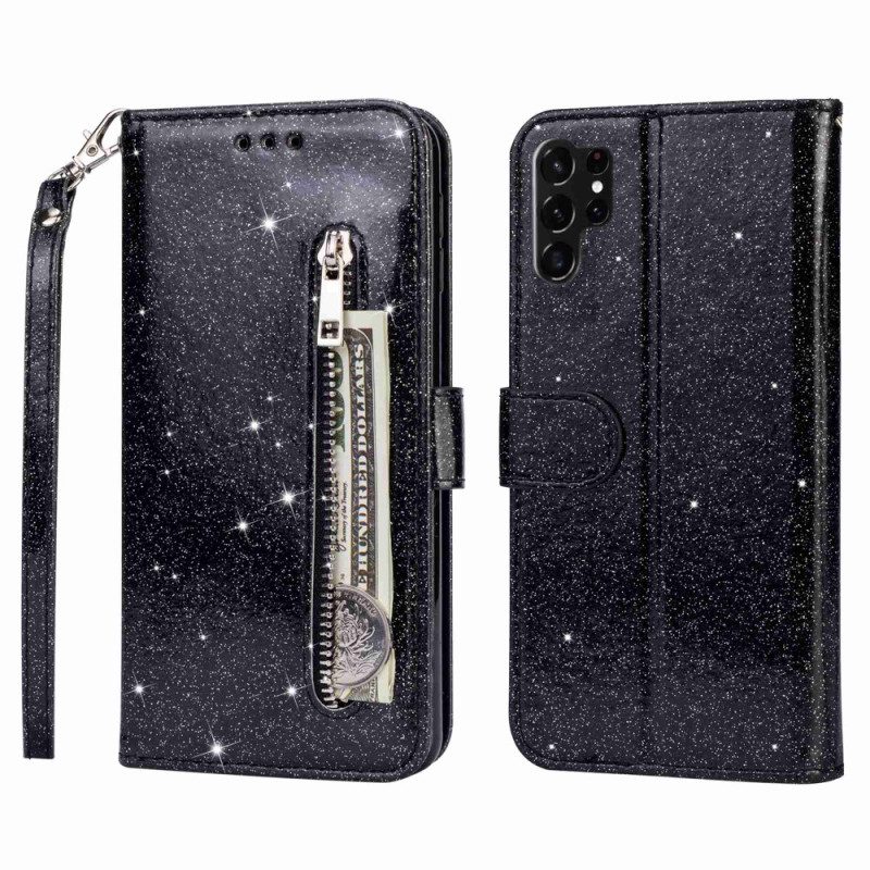 Flip Case voor Samsung Galaxy S23 Ultra 5G Glitter Portemonnee