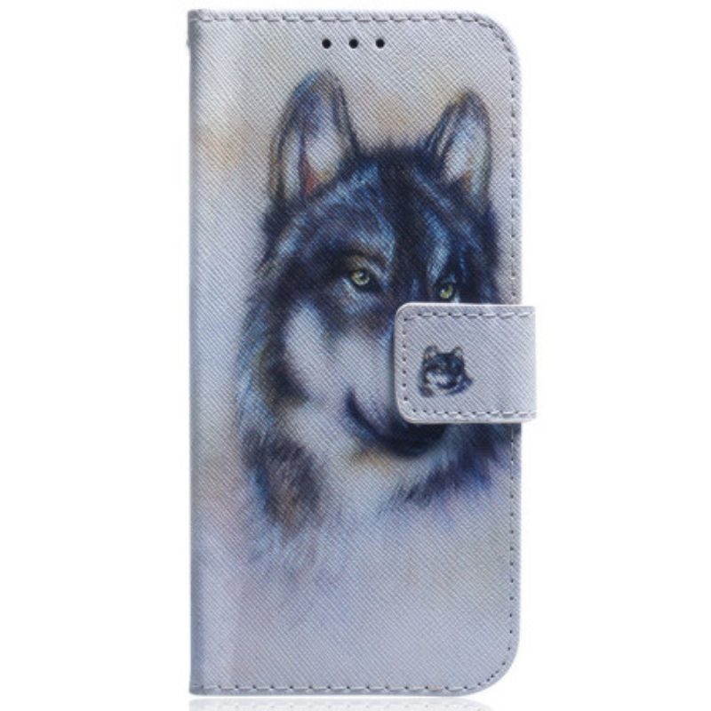 Folio-hoesje voor Samsung Galaxy S23 Ultra 5G Aquarel Wolf