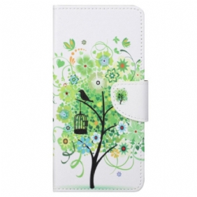 Folio-hoesje voor Samsung Galaxy S23 Ultra 5G Boom Met Groen Blad