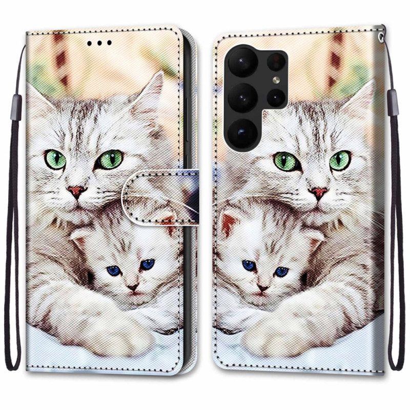 Folio-hoesje voor Samsung Galaxy S23 Ultra 5G Katten Familie