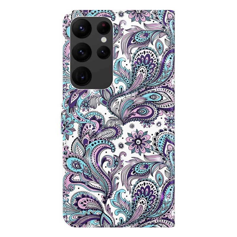 Folio-hoesje voor Samsung Galaxy S23 Ultra 5G Met Ketting Paisley-patroon Met Bandjes