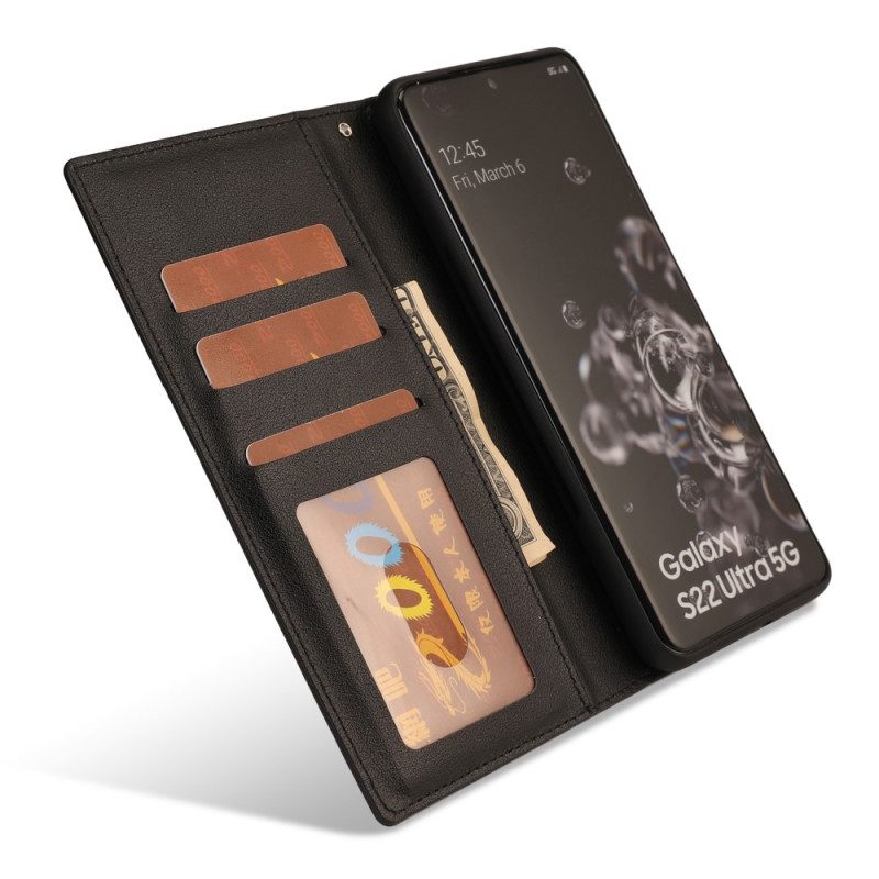 Hoesje Flip Case voor Samsung Galaxy S23 Ultra 5G Afneembare Zilveren Gesp