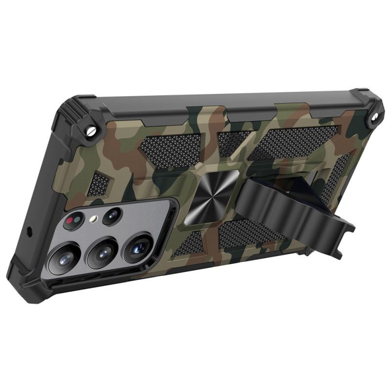 Hoesje voor Samsung Galaxy S23 Ultra 5G Camouflage Verwijderbare Ondersteuning