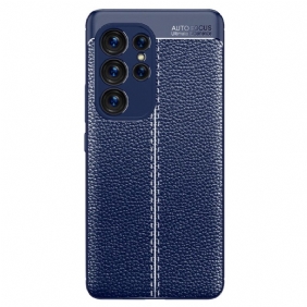 Hoesje voor Samsung Galaxy S23 Ultra 5G Dubbellijnig Litchi-leereffect