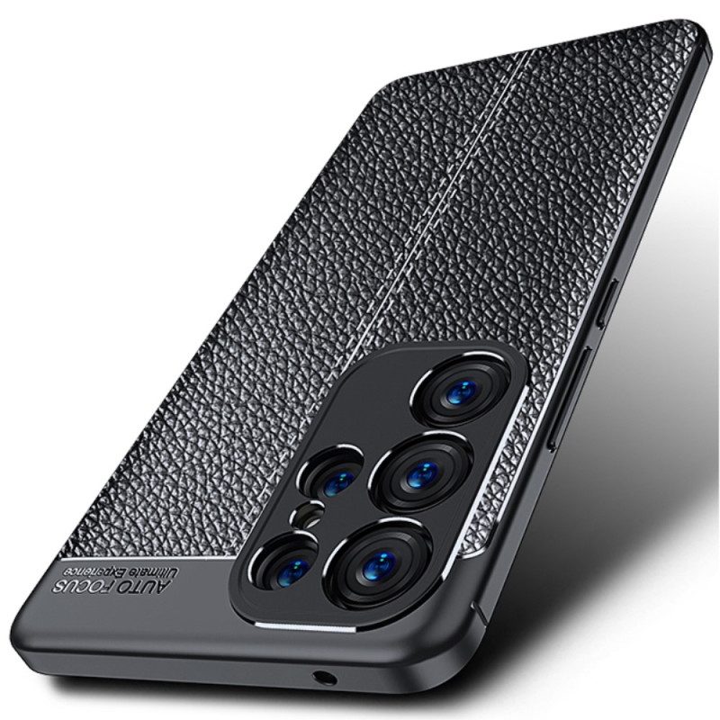 Hoesje voor Samsung Galaxy S23 Ultra 5G Dubbellijnig Litchi-leereffect