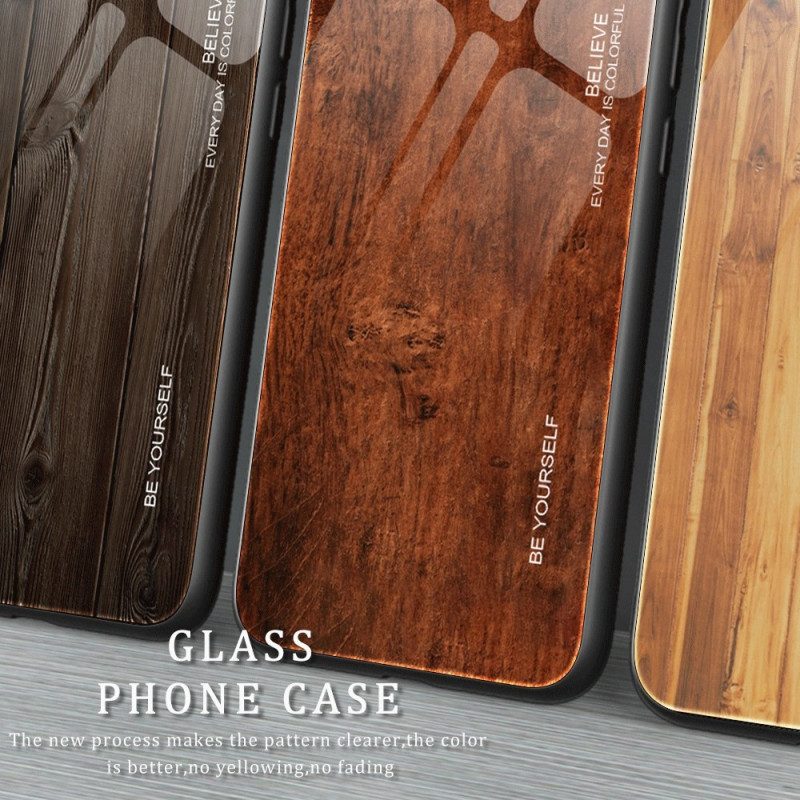 Hoesje voor Samsung Galaxy S23 Ultra 5G Houtdesign Gehard Glas