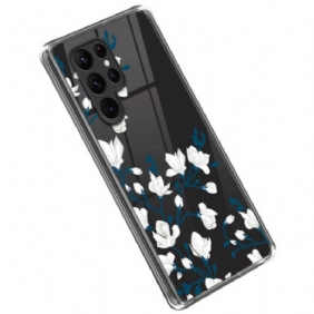 Hoesje voor Samsung Galaxy S23 Ultra 5G Witte Bloemen