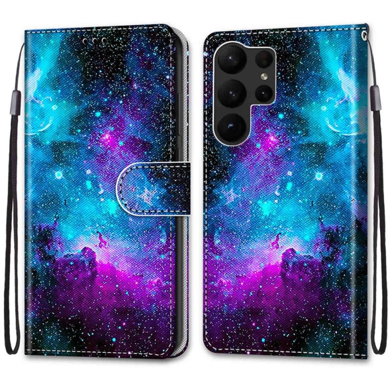 Leren Hoesje voor Samsung Galaxy S23 Ultra 5G Kosmische Hemel