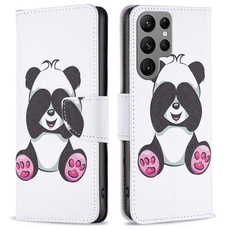 Leren Hoesje voor Samsung Galaxy S23 Ultra 5G Panda