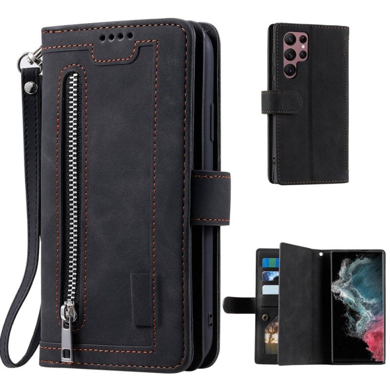 Leren Hoesje voor Samsung Galaxy S23 Ultra 5G Portemonnee Leren Portemonnee & Lanyard