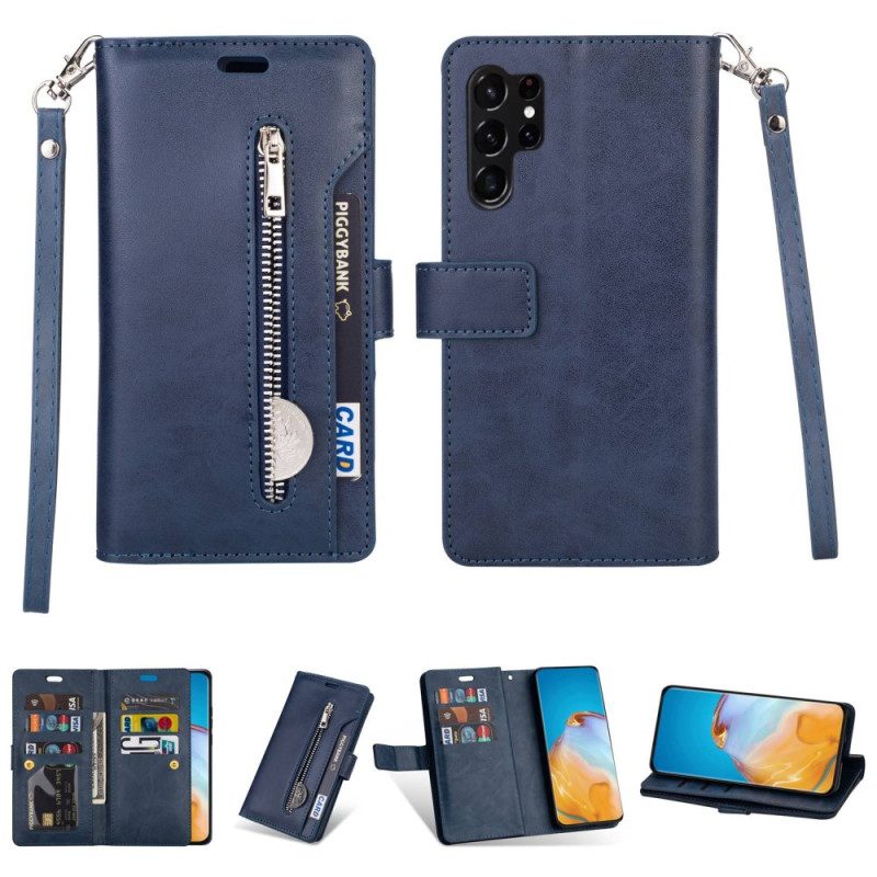 Leren Hoesje voor Samsung Galaxy S23 Ultra 5G Portemonnee Met Lanyard