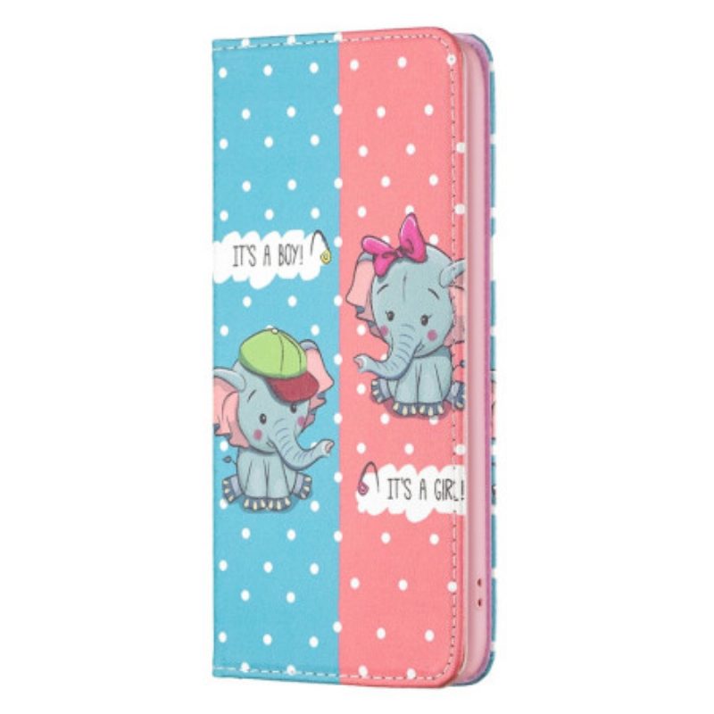 Bescherming Hoesje voor iPhone 14 Pro Max Folio-hoesje Baby Olifanten