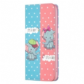 Bescherming Hoesje voor iPhone 14 Pro Max Folio-hoesje Baby Olifanten