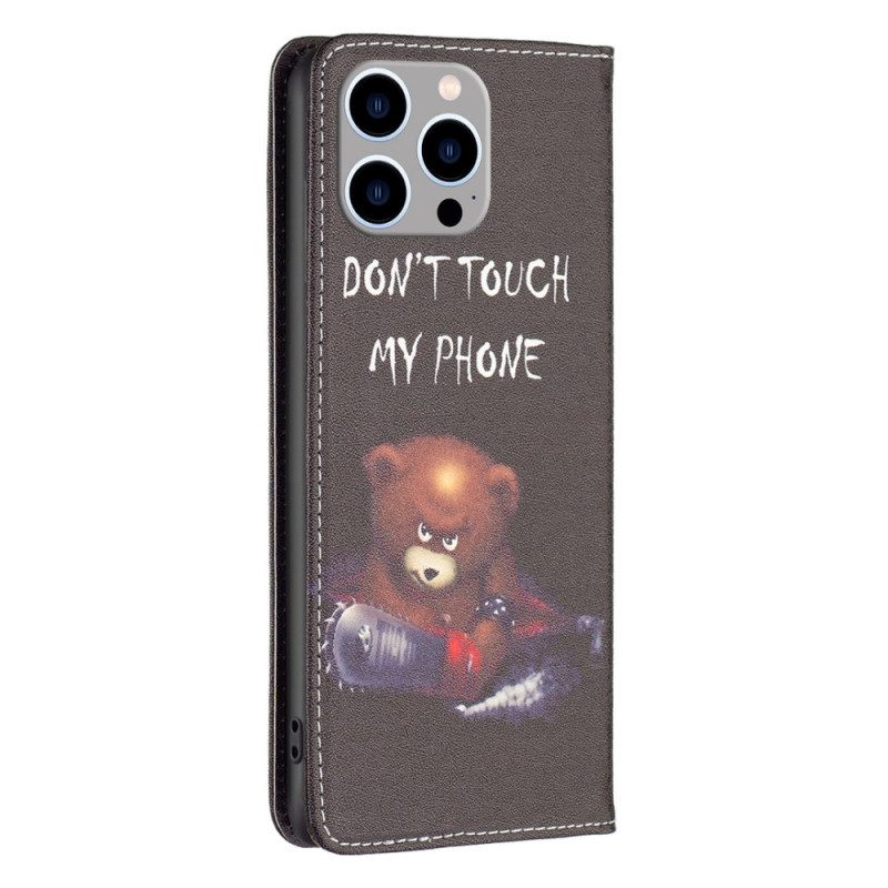 Bescherming Hoesje voor iPhone 14 Pro Max Folio-hoesje Gevaarlijke Beer