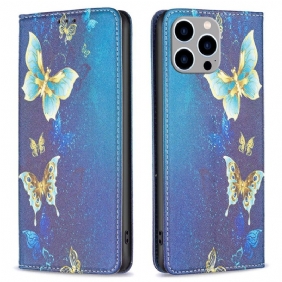 Bescherming Hoesje voor iPhone 14 Pro Max Folio-hoesje Vlinders