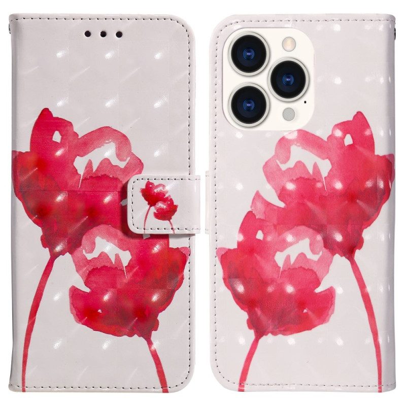 Hoesje Folio-hoesje voor iPhone 14 Pro Max Aquarel Papaver