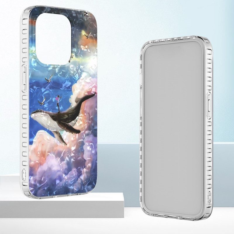 Hoesje voor iPhone 14 Pro Max Gestileerde Walvis