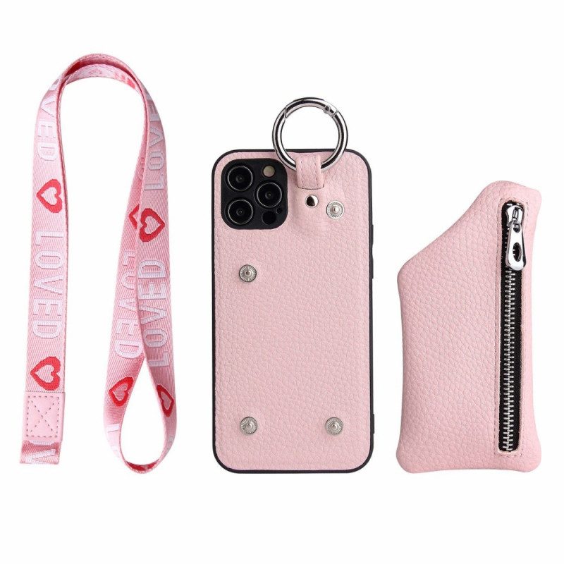 Hoesje voor iPhone 14 Pro Max Portemonnee En Lanyard