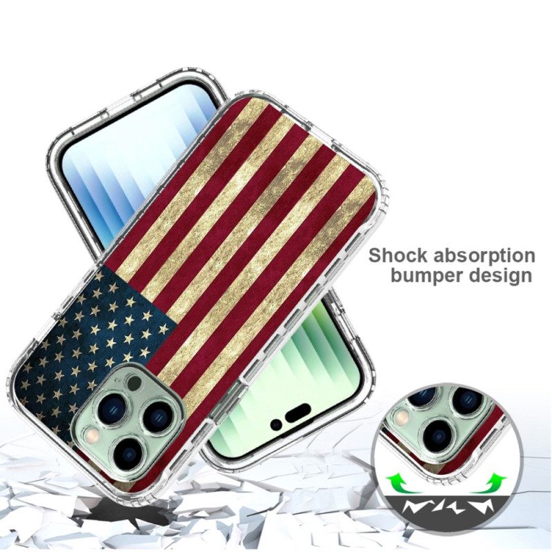 Hoesje voor iPhone 14 Pro Max Verbeterde Amerikaanse Vlag