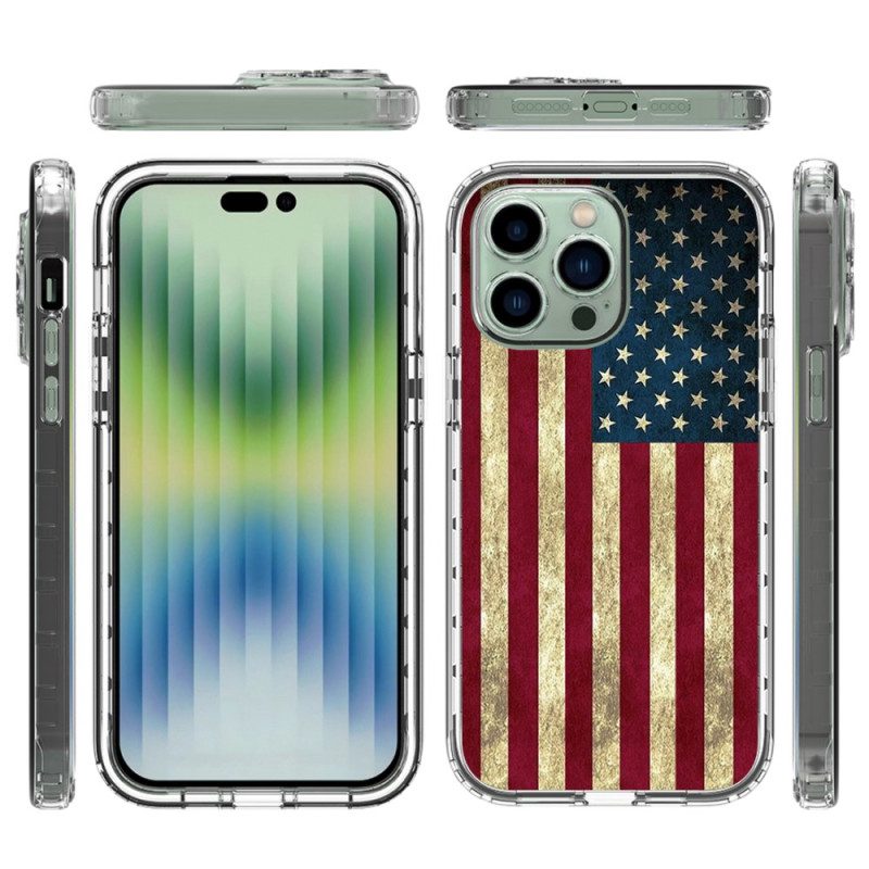 Hoesje voor iPhone 14 Pro Max Verbeterde Amerikaanse Vlag