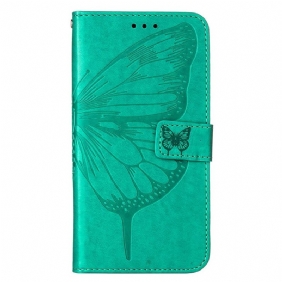 Leren Hoesje voor iPhone 14 Pro Max Met Ketting Barokke Strappy Vlinder