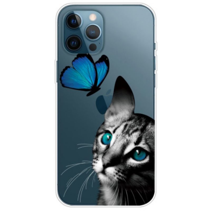 Telefoonhoesje voor iPhone 14 Pro Max Kat En Vlinder