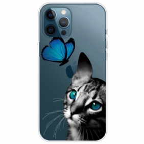 Telefoonhoesje voor iPhone 14 Pro Max Kat En Vlinder