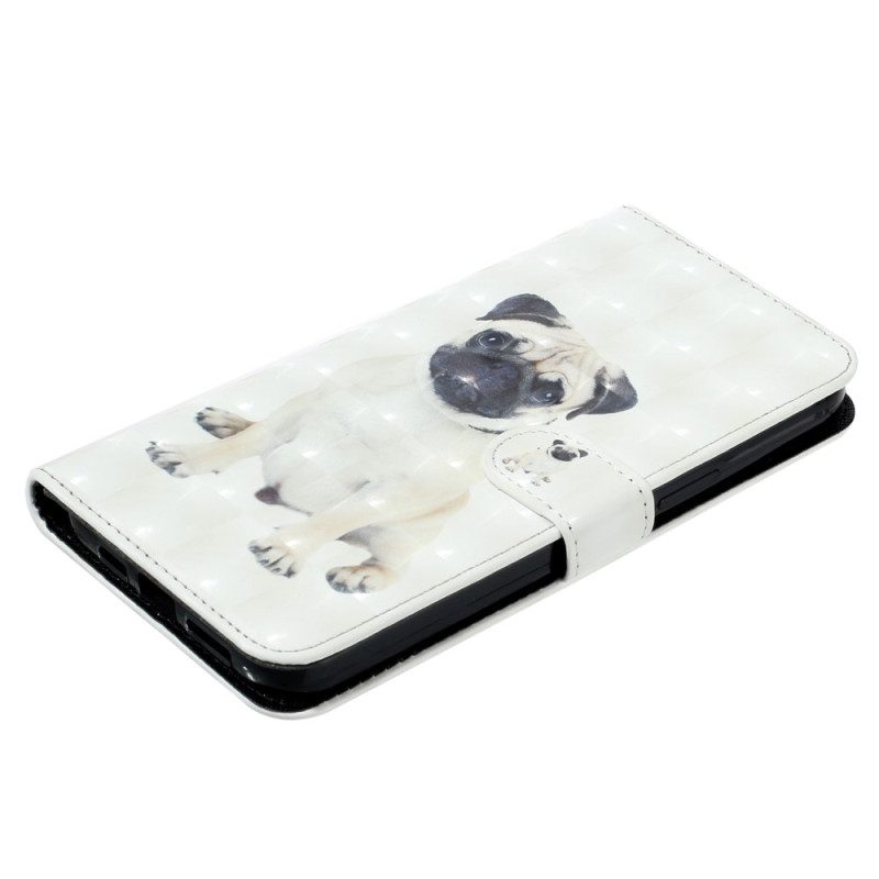 Folio-hoesje voor iPhone 15 Pro Met Ketting 3d Mopshond Met Riem