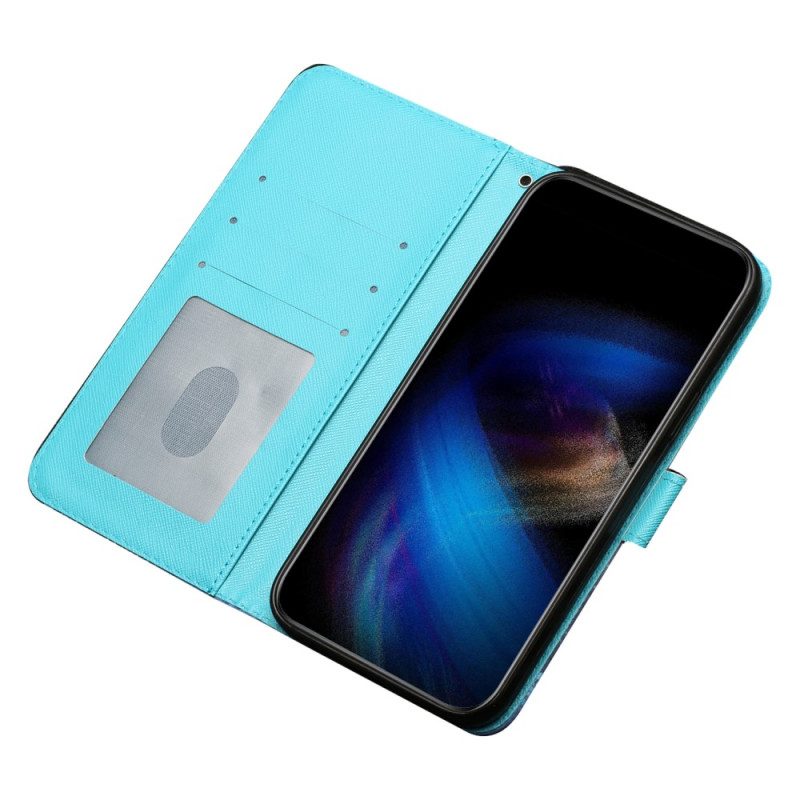 Folio-hoesje voor iPhone 15 Pro Met Ketting 3d Vlinders Met Koord