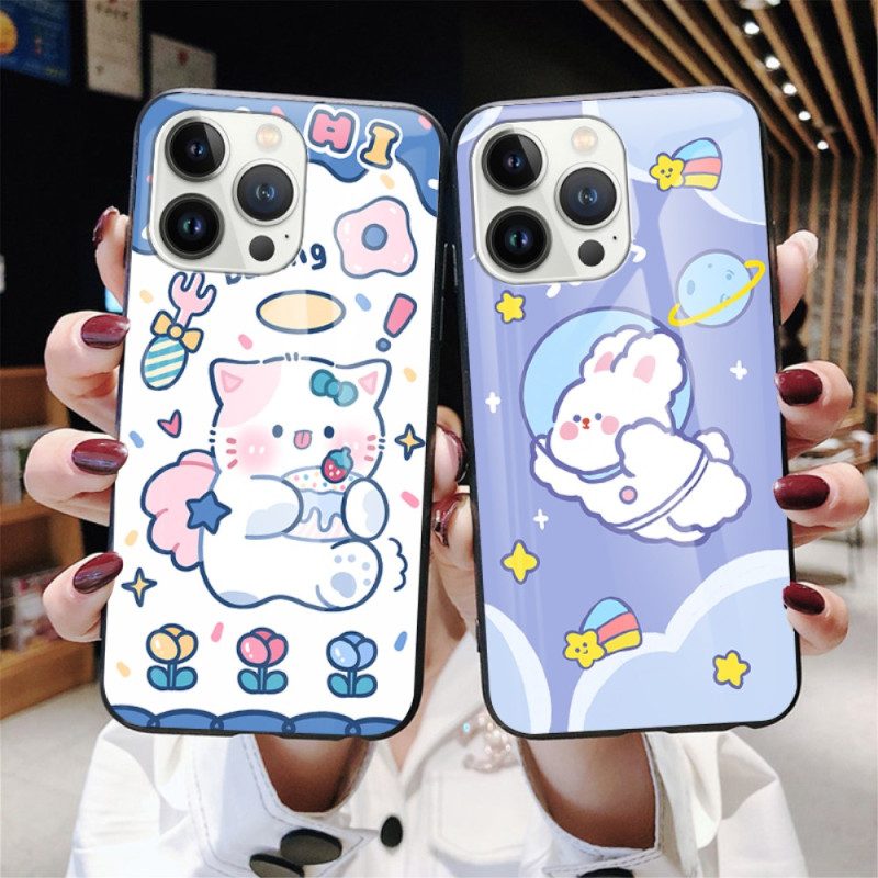 Hoesje voor iPhone 15 Pro Bubble Dog Gehard Glas