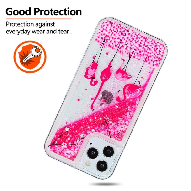 Hoesje voor iPhone 15 Pro Flamingoglitter