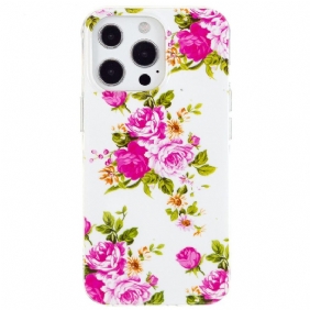 Hoesje voor iPhone 15 Pro Fluorescerende Bloemen