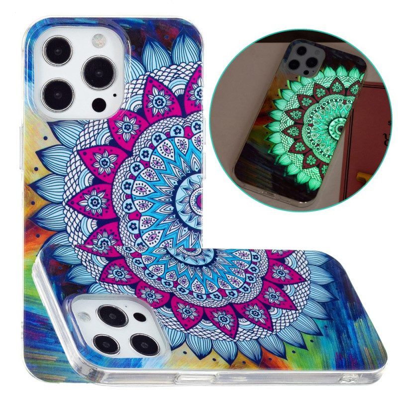 Hoesje voor iPhone 15 Pro Fluorescerende Mandala