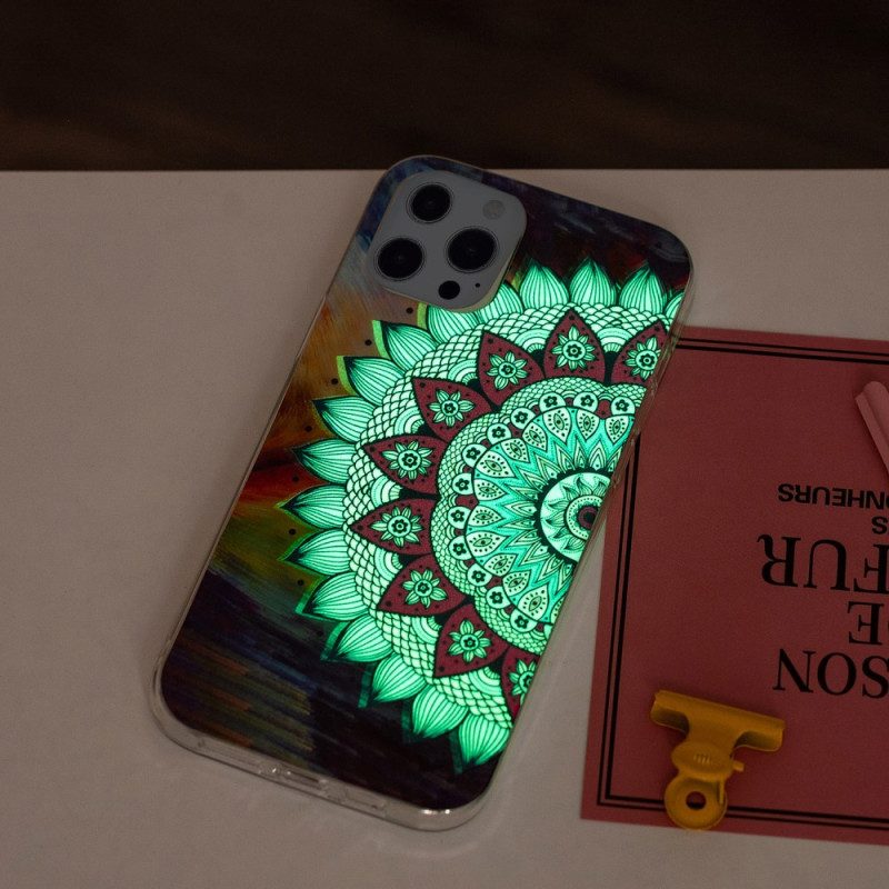 Hoesje voor iPhone 15 Pro Fluorescerende Mandala