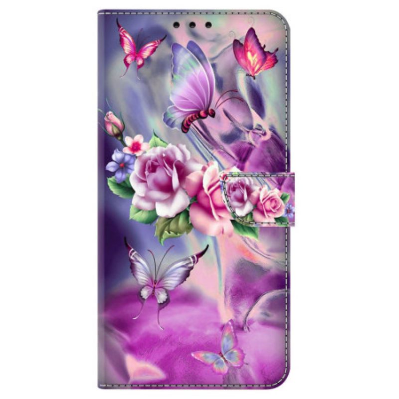 Leren Hoesje voor iPhone 15 Pro Mooie Bloemen